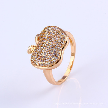 11769 Ladies finger gold ring design apple shape pave white zircon popular style best quality ring